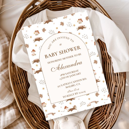 Whimsicaler Herbstwald-Babyshower Einladung