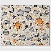 Whimsicaler himmlischer Gekritzel Geschenkpapier (Flach)