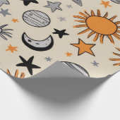 Whimsicaler himmlischer Gekritzel Geschenkpapier (Ecke)