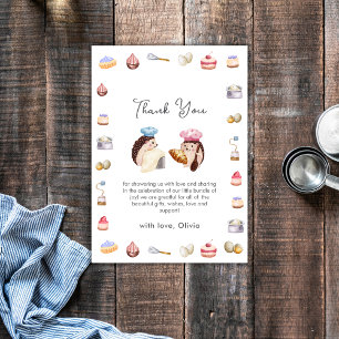 Whimsicaler Igel Little Chef Baker Baby Shower Dankeskarte