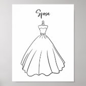 Whimsicaler italienischer Brautkleid-Kunst Poster (Vorne)