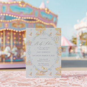 Whimsicaler Karussell-Baby-Party Einladung