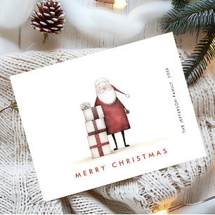 Whimsicaler minimalistischer Weihnachtsmann Weihna Postkarte
