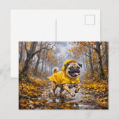 Whimsicaler November-Regenwald-Mops-Illustration Postkarte (Vorne/Hinten)