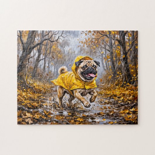 Whimsicaler November-Regenwald-Mops-Illustration Puzzle (Horizontal)