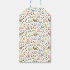 Whimsicaler Osterhase in Pastell mit Blumenmuster Geschenkanhänger