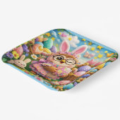 Whimsicaler Osterhase und farbenfrohe Eier Pappteller (Gewinkelt)