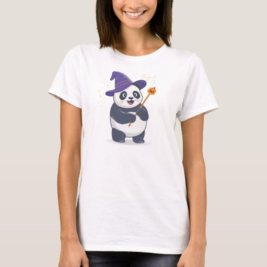 Whimsicaler Panda-Zauberer mit magischem Hut T-Shirt (Vorderseite)