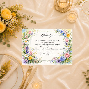 Whimsicaler Pastellgarten Blumenhochzeit Dankeskarte