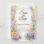 Whimsicaler Pastellgarten Blumenhochzeit Save The Date (Vorderseite)