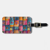 Whimsicaler Patchwork-Quilt-Muster: Farbdesign Gepäckanhänger (Vorderseite horizontal)