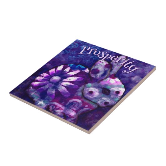 Whimsicaler personalisierter Blumenhase Fliese (Seite)
