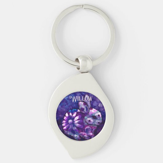 Whimsicaler personalisierter Blumenhase Schlüsselanhänger (Vorderseite)