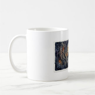 Whimsicaler Rabe unter einem Halbmond-Hexenbecher Kaffeetasse