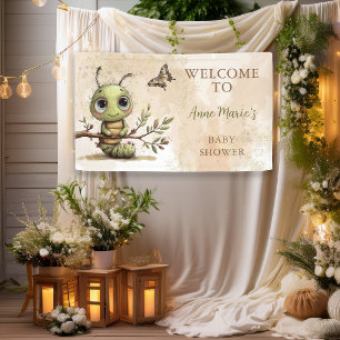 Whimsicaler Raupe bereit zum Baby-Shower-Flug  Banner