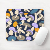 Whimsicaler Retro-Pilz-Botanik-Mitternachtswald Mousepad (Mit Mouse)