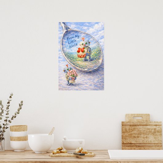 Whimsicaler Robot Reflektionsposter Poster (Küche)