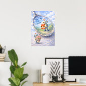 Whimsicaler Robot Reflektionsposter Poster (Heimbüro)