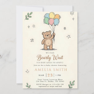 Whimsicaler rosa-gelber Teddybär-Baby-Shower Einladung