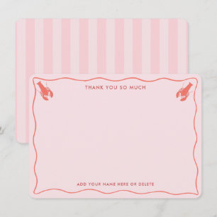 Whimsicaler rosa-oranger Hummer-Doodle-Junggeselli Dankeskarte