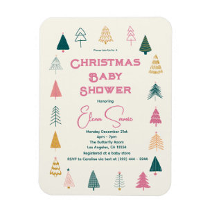 Whimsicaler rosa und grüner Weihnachtsbaum-Baby-Sh Magnet