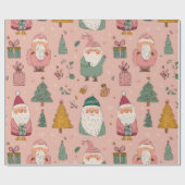 Whimsicaler Rosa Weihnachtsmann Geschenkpapier (Flach)