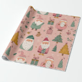 Whimsicaler Rosa Weihnachtsmann Geschenkpapier (Ungerollt)