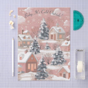 Whimsicaler rosa Winter-Wunderland-Geschenkverpack Seidenpapier