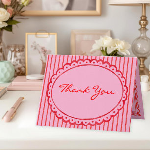 Whimsicaler Roter Rosa Wasserfarben-Streifen-Hochz Dankeskarte