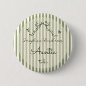 Whimsicaler Salbeigrüner Babyshower Tante-werde-Bu Button (Vorderseite)