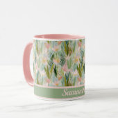 Whimsicaler Salbeigrüner Blumen-Personalisiert Tasse (Vorderseite Links)