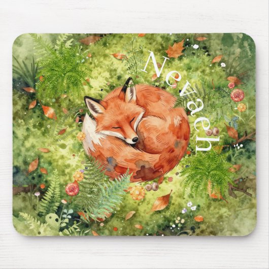 Whimsicaler Schlafender Fuchs | Waldillustration, Mousepad (Vorne)