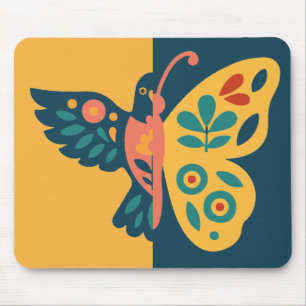 Whimsicaler Schmetterlings- und Kolibri-Design Mousepad