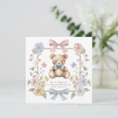 Whimsicaler Teddybär-Baby-Shower-QR-Code Einladung (Stehend Vorderseite)