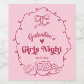 Whimsicaler Trendiger Galentine's Mädchenabend-Par Weinetikett (Einzelnes Label)