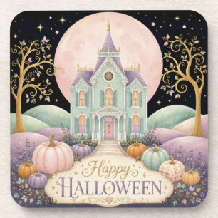 Whimsicaler viktorianischer Spukhaus-Halloween in Getränkeuntersetzer