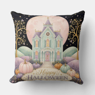 Whimsicaler viktorianischer Spukhaus-Halloween in Kissen