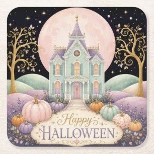 Whimsicaler viktorianischer Spukhaus-Halloween in Rechteckiger Pappuntersetzer