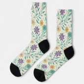 Whimsicaler Vintage-Blumen-Cream-Muster  Socken (Linkes Detail)
