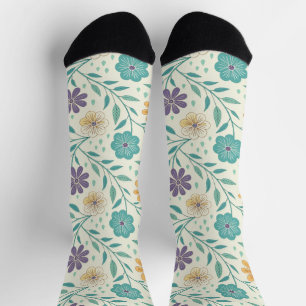Whimsicaler Vintage-Blumen-Cream-Muster Socken