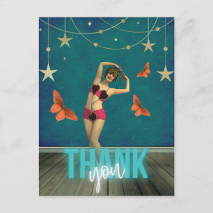 Whimsicaler Vintage-Tänzer veränderte Kunst Dankes Postkarte