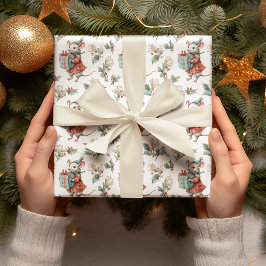 Whimsicaler Vintage-Weihnachtsmaus-Wrap-Papier Geschenkpapier