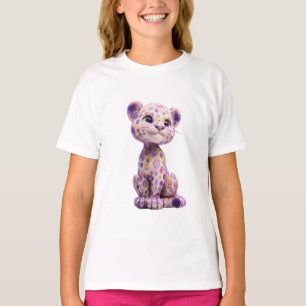 Whimsicaler violetter Wirbel-Leopard-Welpe für Kin T-Shirt
