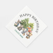 Whimsicaler Wald-Geburtstag im Wasserfarbenstil Serviette (Ecke)