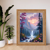 Whimsicaler Wasserfall | Magische Blumenlandschaft Poster
