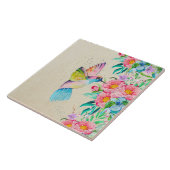 Whimsicaler Wasserfarb-Kolibri und Blumen Fliese (Seite)