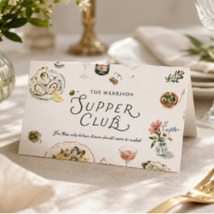 Whimsicaler Wasserfarben-Supperclub am Meer Platzkarte