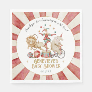Whimsicaler Wasserfarben-Zirkus-Karneval-Baby-Part Serviette
