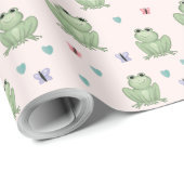 Whimsicaler Wasserfrosch-Babyshower in Rosa Geschenkpapier (Rolleneckpunkt)