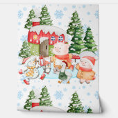 Whimsicaler Weihnachts-Kottage-Wallpaper Cute Tapete (Abrollen)